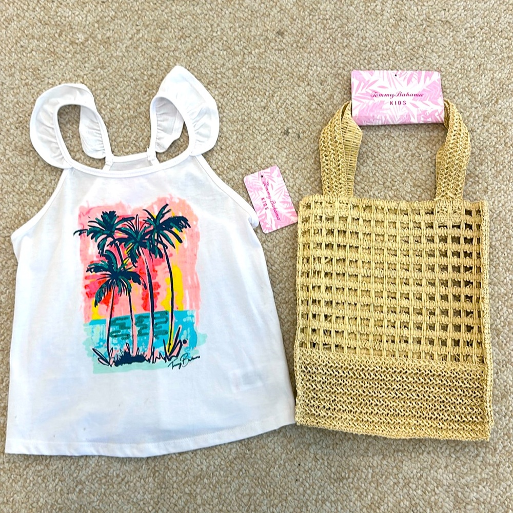 Tommy Bahama Caribbean Shirt and Woven Bag
